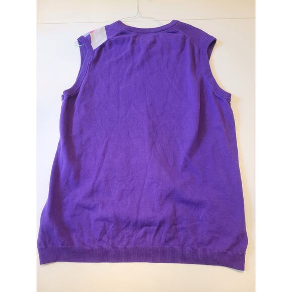 Size XL - Adidas Golf Sweater‎ Vest Mens Purple Sweater V-neck - Picture 3 of 4